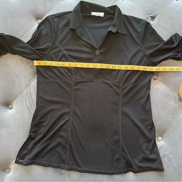 AGB Byer California Vintage Black Empire Waist Two Button Shirt, Versatile Style - Picture 9 of 10